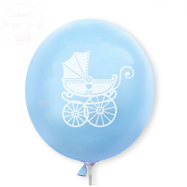 Balony błękitne z białym wózeczkiem 12 cali - 30cm