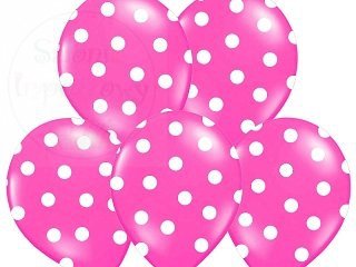Balony 14cali pastel różowe w białe kropki