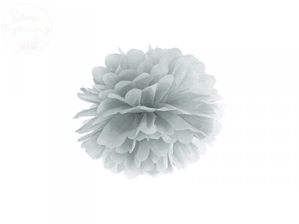 Pompon bibułowy srebrny 25cm
