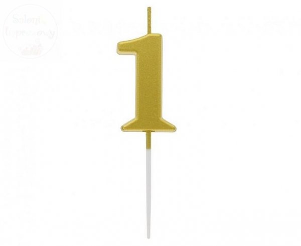 Świeczka piker złota metaliczna 1 - 9,5cm