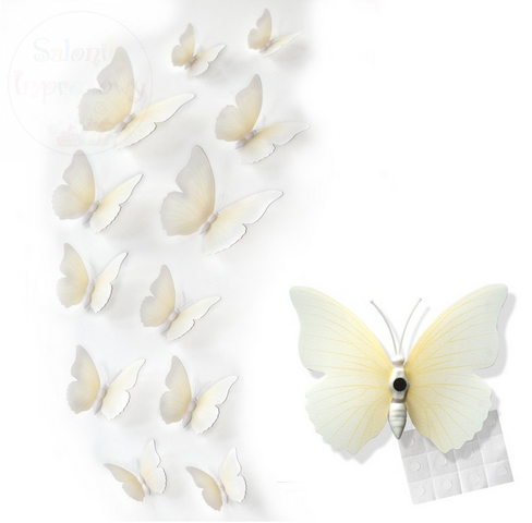 Motylki dekoracyjne 3D 12 szt białe
