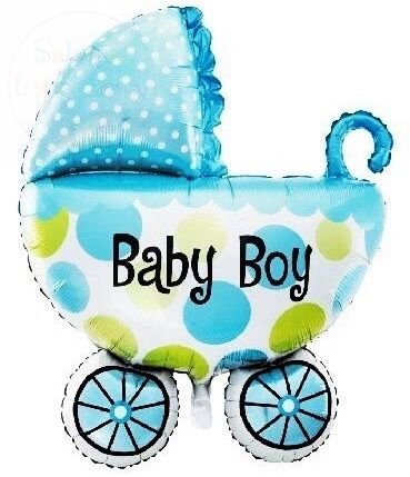 Balon foliowy wózek błękitny 87x79 cm Baby Boy