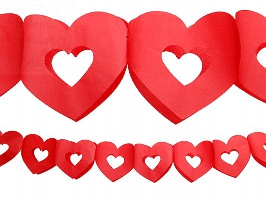 Girlanda bibułowa - serca czerwone 13x300 cm 1szt