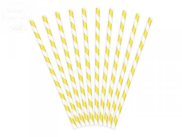 Słomki papierowe żółte wzorek 10szt