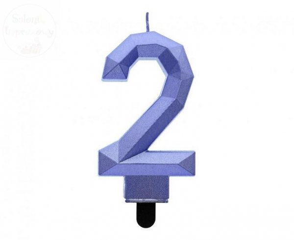 Świeczka cyferka 2 - diament ciemnoniebieski 7,6cm
