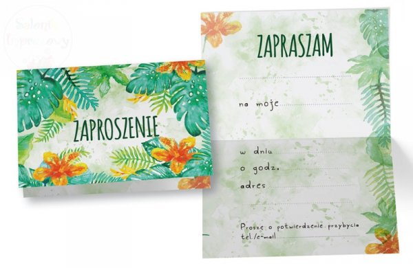 Zaproszenie na urodziny &quot;Listki&quot; 1 szt