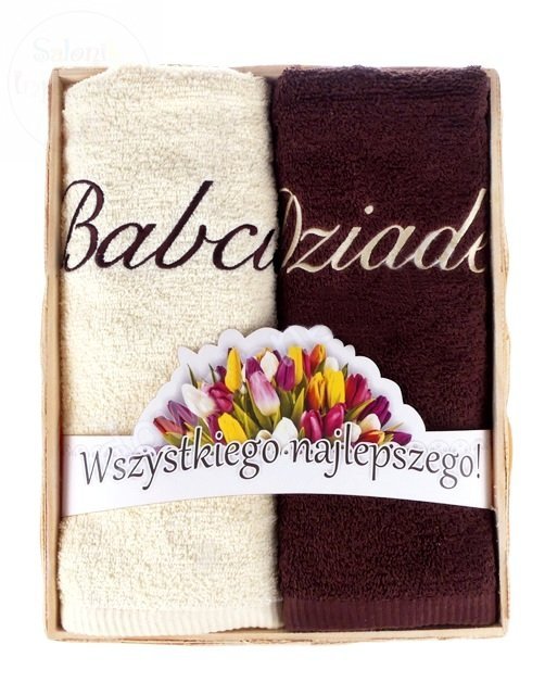 Ręcznik z haftem w koszyczku Babcia i Dziadek