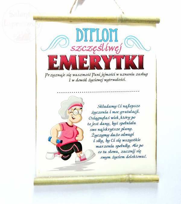 Kieliszki Slubne Dyplom Zasluzonej Emerytki 1szt Sklep Slubny
