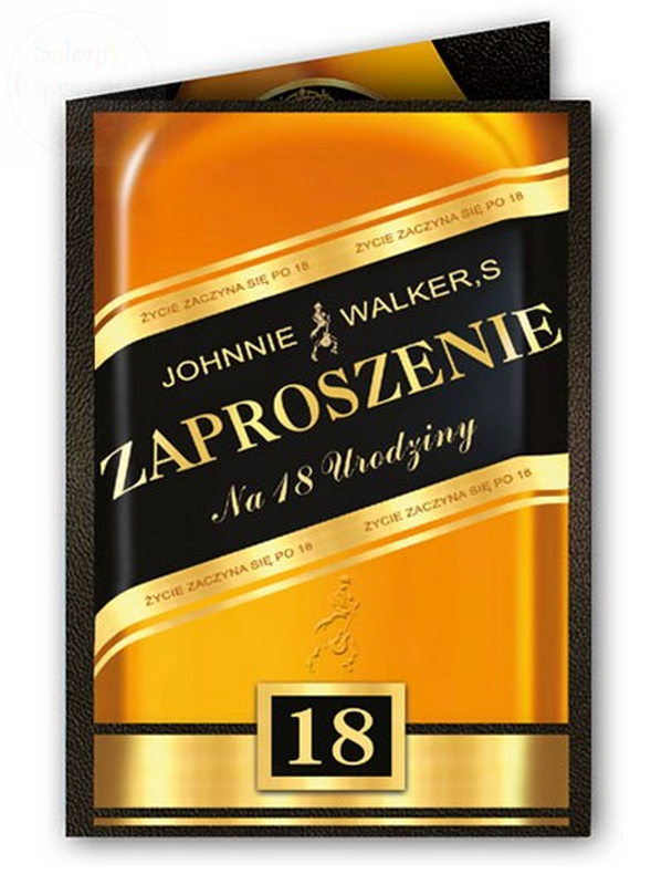 Kieliszki ślubne Zaproszenie Whisky Na 18 Ste Urodziny Sklep ślubny