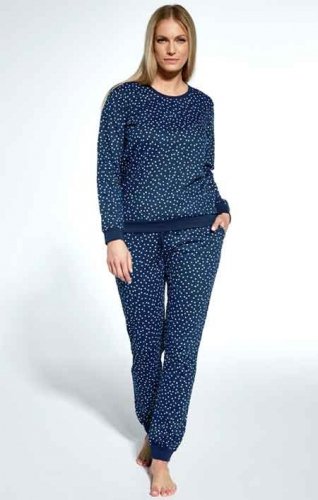 Granatowa piżama damska w groszki Cornette Kelly 163/355 