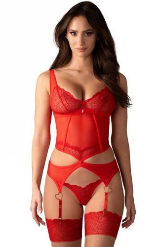 Czerwony gorset Obsessive Cupide Desir