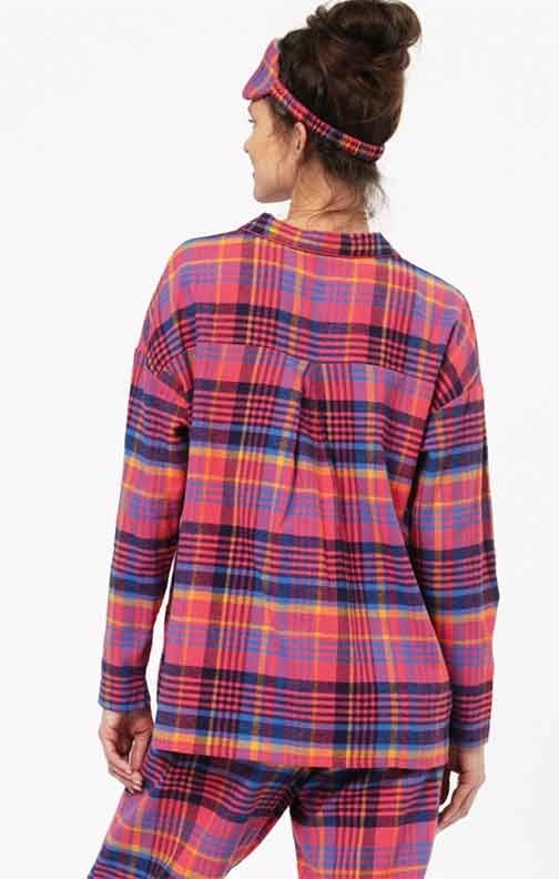 Key LNS 483 flanelowa piżama damska rozpinana