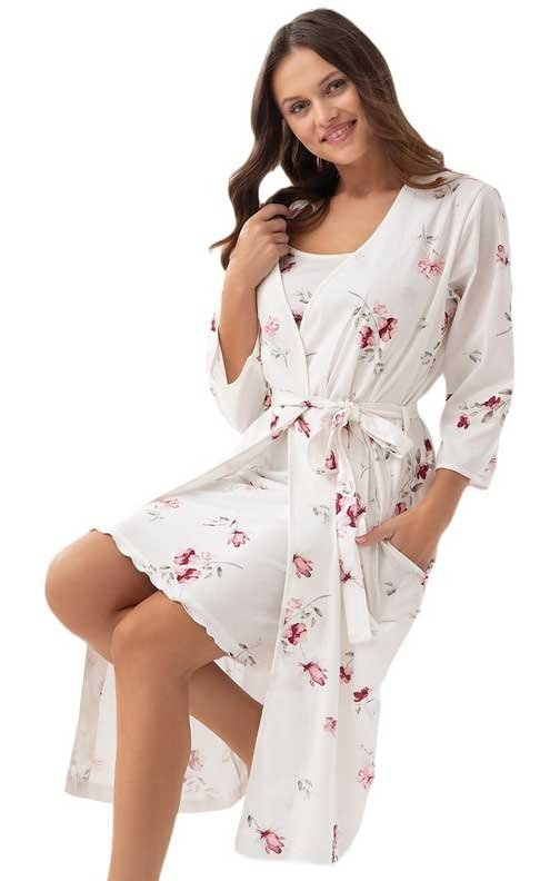 Szlafrok damski z bawełny Luna 376 3/4 3XL 