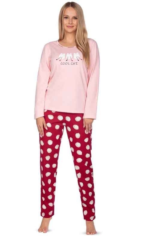 Różowa piżama damska z kotkami Regina 637 XXL