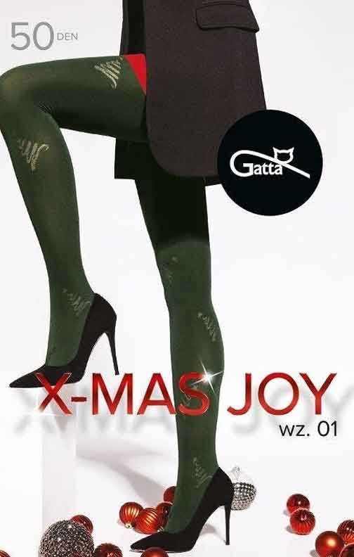 Zielone rajstopy w choinki Gatta X-Mas Joy wz.01 50 den 5XL