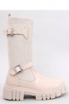 Oficerki z elastyczną cholewką RHEA BEIGE - Inello