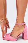 Czółenka na obcasie z paskiem AYARI PINK - Inello