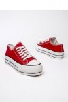Damskie Trampki VELTRO RED ? Klasyczne Buty na Platformie - Inello