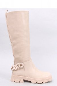 Oficerki damskie z łańcuszkiem GUEST BEIGE - Inello