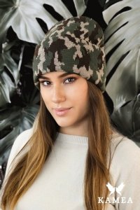 VENTURA zimowa  czapka moro beanie  kolor khaki - Kamea