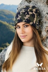 VENTURA zimowa  czapka moro beanie  kolor granatowy - Kamea