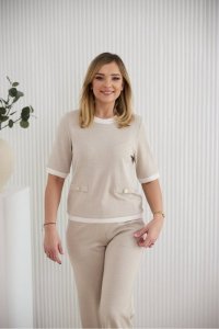 Bluzka Model M427 Jodełka/Beige - La Aurora