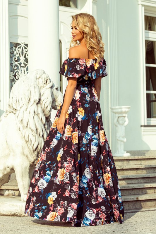 Sukienka Model 194-3 Black/Flowers - Numoco