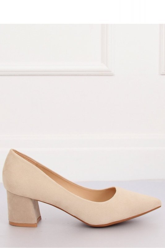CZÓŁENKA NA SZEROKIM OBCASIE BEŻOWE KJ-10 BEIGE - Inello