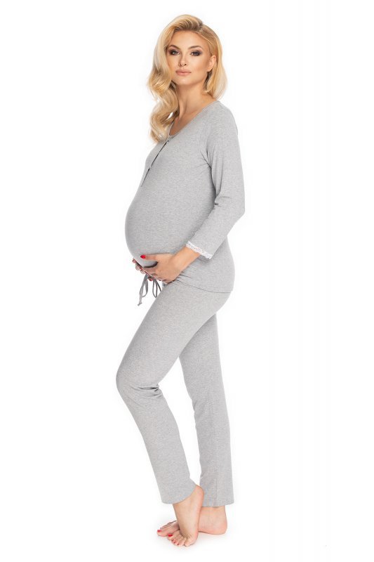 Piżama Damska Ciążowa Model 0181 Grey - PeeKaBoo
