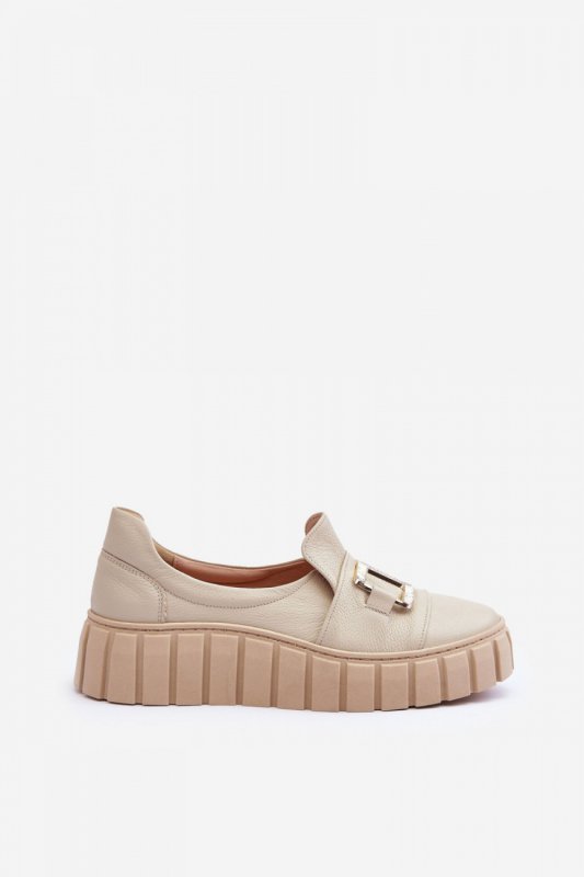 Półbuty Model Lewski 3398 Beige Jasna ozdoba - Step in style