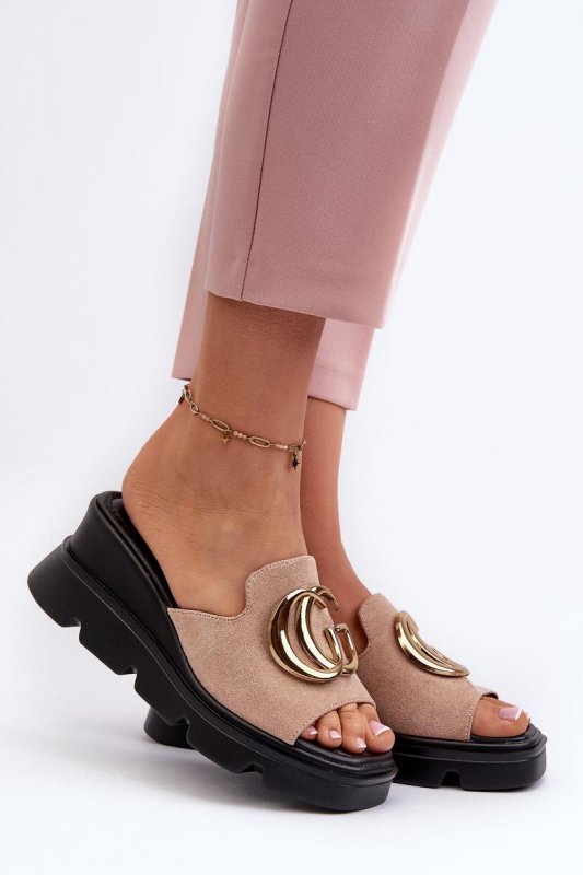 Sandał Klapki Model Iaria 58295 Beige - Step in style