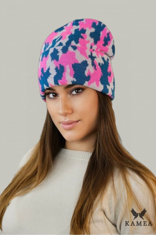 VENTURA zimowa  czapka moro beanie  kolor turkusowy - Kamea