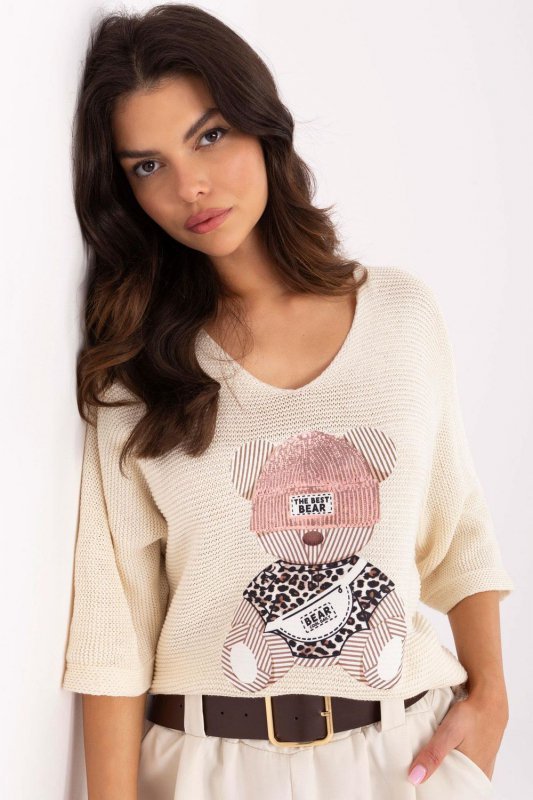 Sweter Damski Model MI-SW-2102.14 Light Beige - Italy Moda