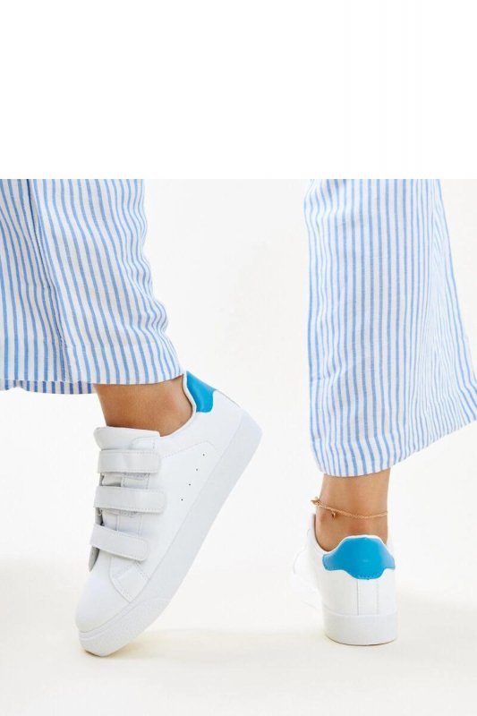 Biało-niebieskie sneakersy na rzepy Samala - Solea