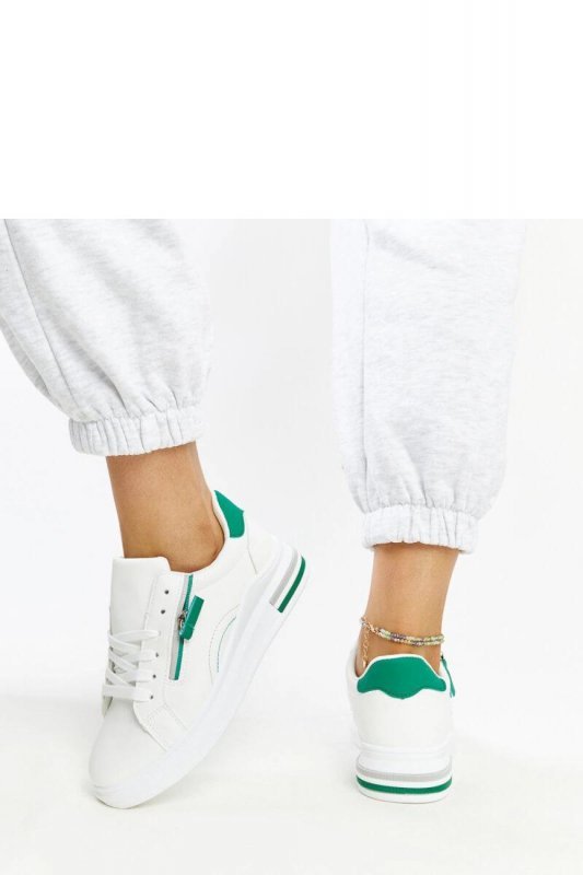 Białe sneakersy z zielonymi wstawkami Anaunia - Solea
