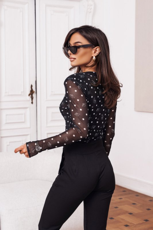 Bluzka Model Lori 182849263 Polka Dots Black - LaBalancia