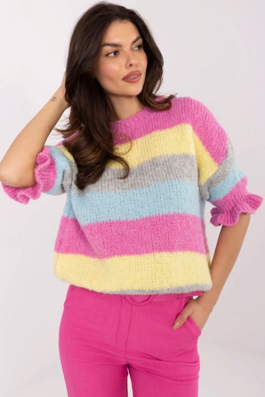 Sweter Damski Model MI-SW-1903.94 Grey/Pink - Italy Moda