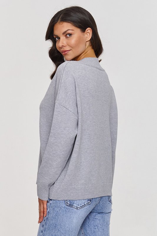 Sweter Damski Model S158 Grey Melange - Makadamia