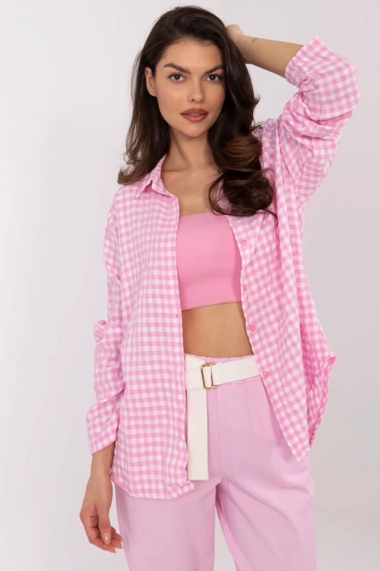 Koszula Damska Model MO-KS-1802.84 White/Pink - Italy Moda