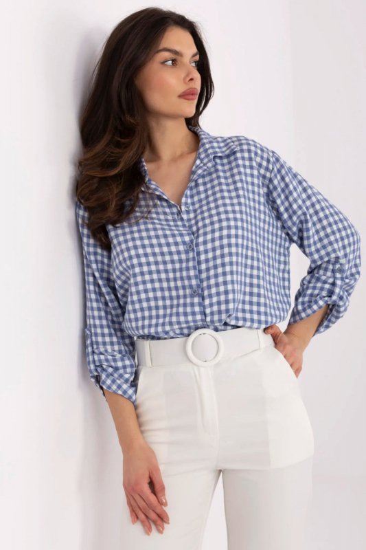 Koszula Damska Model MO-KS-1802.84 White/Blue - Italy Moda