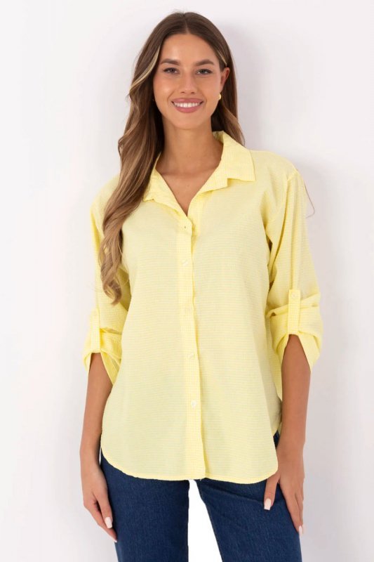 Koszula Damska Model MO-KS-1803.89 White/Yellow - Italy Moda