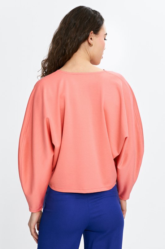 Bluzka oversize z balonowymi rękawami B192 Coral - Nife
