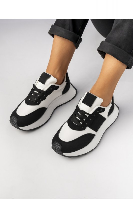 Damskie Sneakersy ? Czarny  Biały RAVEN BLACK - Inello