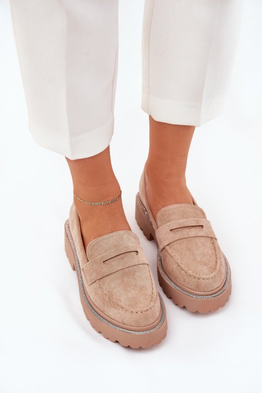Mokasyny Model Wilamla 100-368 Khaki zamsz - Step in style