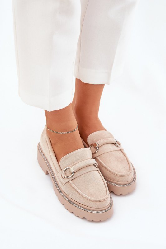 Mokasyny Model Patina 888-883A Beige Zamsz - Step in style