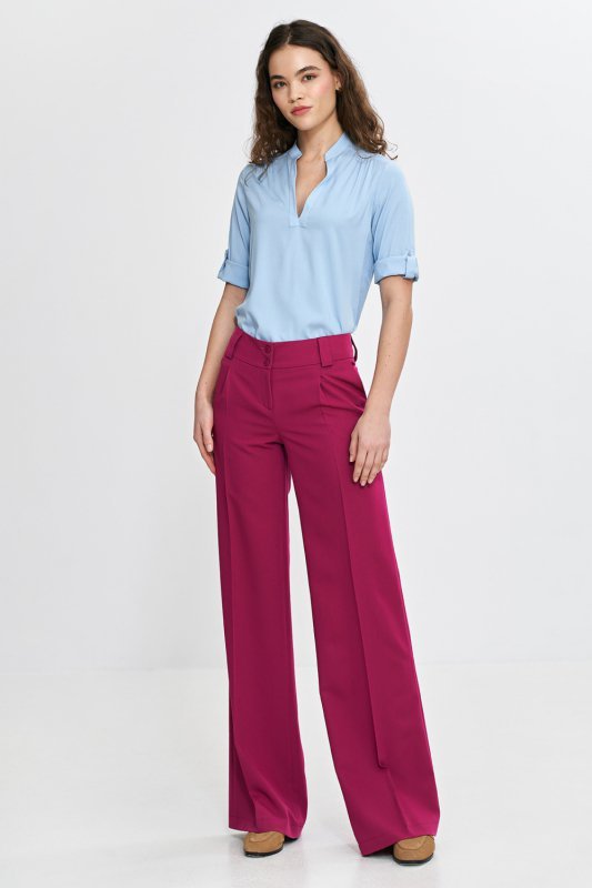 Spodnie wide leg z kantem SD112 Fuksja - Nife