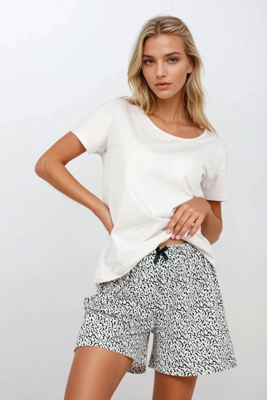 Piżama Damska Model Impressive You Short Beige - Momenti Per Me