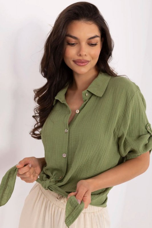 Koszula Damska Model DHJ-KS-8595.11 Khaki - Italy Moda
