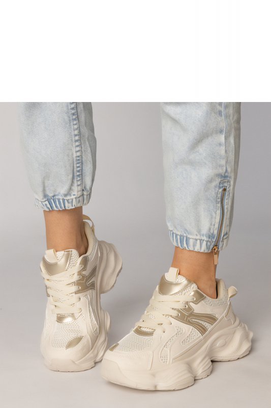 Buty Sportowe Model Sandra 88218 Beige/Gold - PRIMO