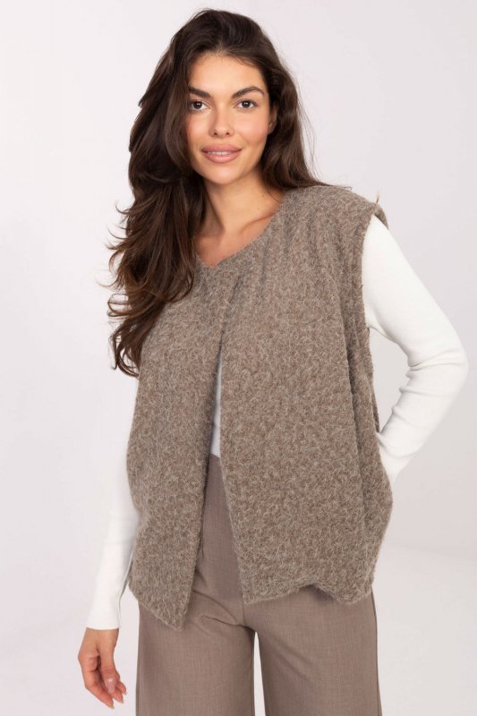 Kamizelka Model IT-KZ-FL9622.29P Dark Beige - Rue Paris